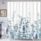 Blue and Grey Shower Curtain, Floral Shower Curtain with 12 Hooks, Teal Plant Shower Curtain, Botanical Nature Leaf Shower Curtain, Waterproof Shower Curtains for Bathroom