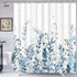 Blue and Grey Shower Curtain, Floral Shower Curtain with 12 Hooks, Teal Plant Shower Curtain, Botanical Nature Leaf Shower Curtain, Waterproof Shower Curtains for Bathroom