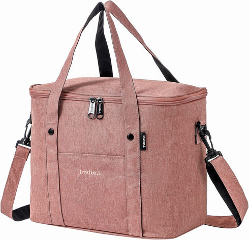 Forems Insulated Lunch Bag For Men/Women ,Reusable Large Adult/Kids Lunch Cooler Box Tote Shoulder Strap For Work Office Picnic Beach Travel Food (Pink)
