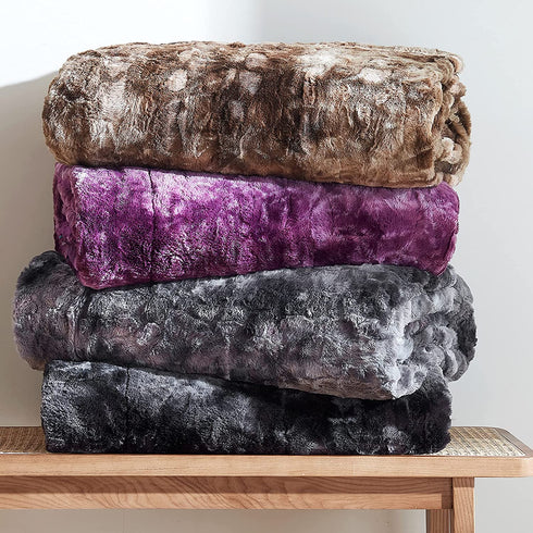 EHEYCIGA Faux Fur Sherpa Blanket Throw, Grey Tie-dye Fuzzy Plush Fluffy Soft Sherpa Fleece Throw Blanket for Sofa, Couch and Bed- 50x65 Inches