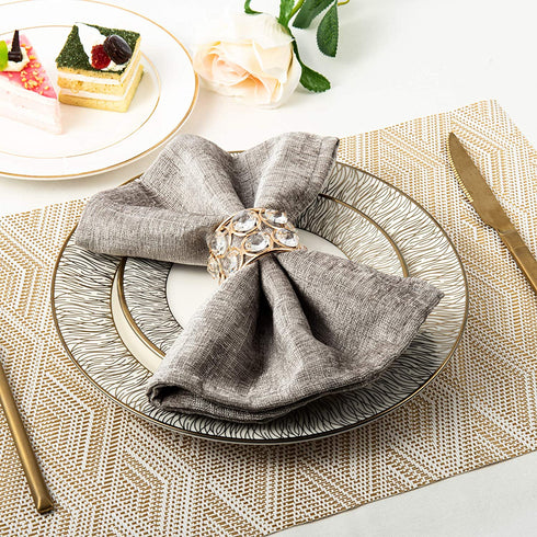 Feyarl Set of 8pcs Crystal Napkin Rings Shinny Table Dinner Napkin Ring Holders for Wedding Centerpieces Family Dinner Christmas Special Festival Decoration (Gold)