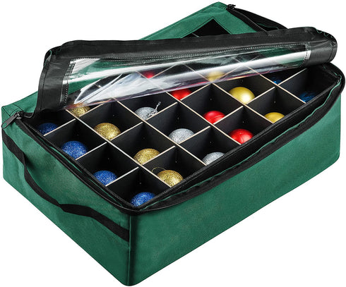 Tiny Tim Totes | Premium | 48 Christmas Ornament Organizer Storage Box | Green