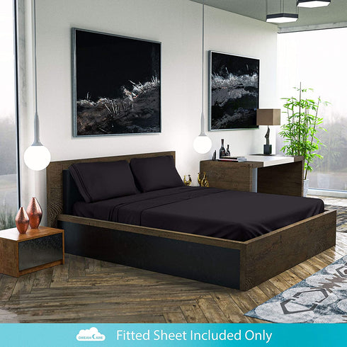 Extra Deep Pocket Fitted Sheet Deep Pocket Fitted Sheet Only - Up to 21 Inch Mattress Sheet Queen Size Fitted Sheet, Black