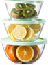 Mixing Bowls with Lids, Glass Mixing Bowl Set with BPA Free Lids, Space Saving Nesting Bowls, Food Storage Containers, 6 Piece Set Glass Bowls with Lids