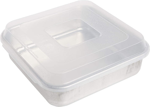 Nordic Ware Natural Aluminum Commercial Square Cake Pan with Lid, Exterior 9.88 x 9.88 Inches