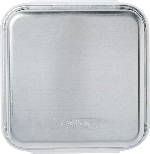 Nordic Ware Natural Aluminum Commercial Square Cake Pan with Lid, Exterior 9.88 x 9.88 Inches