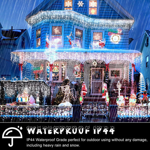 Hezbjiti Christmas Decorations Lights Outdoor, 400 LED 32.8 FT 8 Modes 75 Drops Fairy String Curtain Lights for Christmas Decor Eaves Window Party Yard Garden Indoor (Cold White)