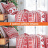 EHEYCIGA Red Printed Quilt Set Queen Christma Reindeer Snowflakes Reversible Holiday Home Décor - Bedspread Coverlet.