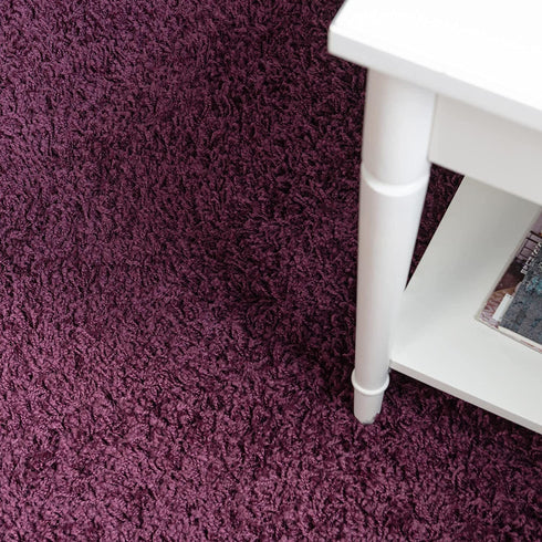 Unique Loom Solo Solid Shag Collection Area Modern Plush Rug Lush & Soft, 2 ft 2 x 3 ft 0, Eggplant Purple