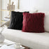 JLCROTENGRA 2 Pack Decorative Faux Fur Throw Pillow Covers Velvet Fluffy Cushion Covers for Living Room Bed Couch Sofa Chair, 20x20 Black(No Insert)