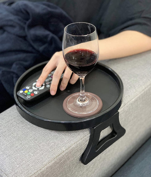 Sofa Armrest Clip Table Tray, Handy Remote Controls/Drinks/Gamepads Holder (Black)