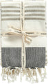 Creative Co-Op Grey & Tan Striped Cotton Tea Towels with Tassels (Set of 3) Entertaining Textiles, Grey, 3 Count