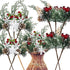 BANBERRY DESIGNS Woodsy Floral Picks Set of 10 Snow Tip Pinecone Red Berries Sprays Wooden Embellishments DIY for Christmas Garlands Wreaths Flower Arrangements Rustic Home Décor