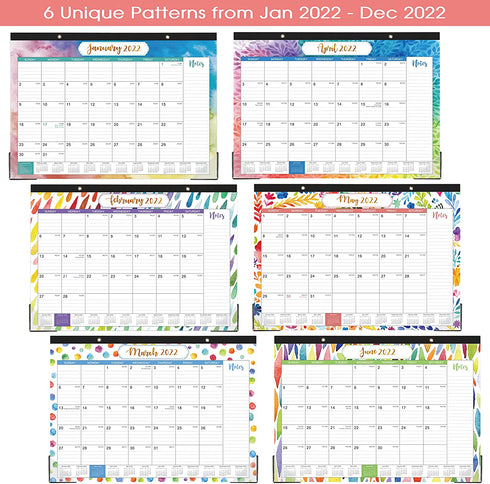 2022 Desk Calendar - Yearly Desk Calendar 2022, Desk/Wall Monthly Calendar Pad, 17" x 12", January 2022 - December 2022, Desk Calendar with Ruled Blocks, Note Section, Corner Protections