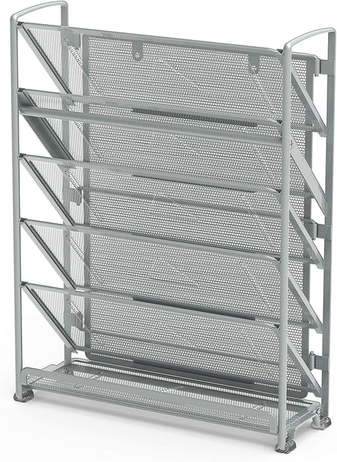 SimpleHouseware 6 Tier Wall Mount Document Letter Tray Organizer, Silver