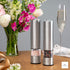 Electric Pepper Grinder or Salt Grinder - Battery Operated Stainless Steel Pepper Mill with Light - One Handed Operation - Adjustable Ceramic Grinder