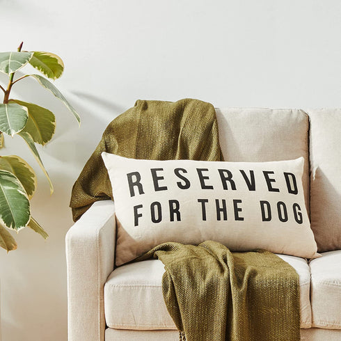 Creative Co-Op Reserved for The Dog Cotton Pillow, 1 Count (Pack of 1)