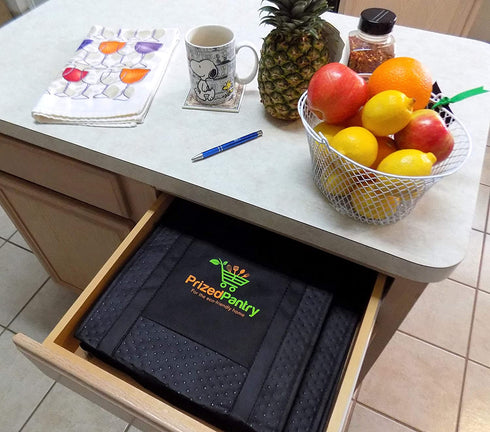 Prized Pantry 2 Pack Insulated Reusable Grocery Bags, X-Large Heavy Duty Cooler Tote Bags, Premium Insulation, Bottom Support, Wrap-Around Handles, Front Pocket, Zipper, No Leak, Keeps Food Hot/Cold