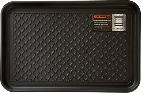 Stalwart 75-ST6014 All Weather Boot Tray-Water Resistant Plastic Utility Shoe Mat for Indoor and Outdoor Use in All Seasons (Black), Medium