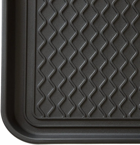Stalwart 75-ST6014 All Weather Boot Tray-Water Resistant Plastic Utility Shoe Mat for Indoor and Outdoor Use in All Seasons (Black), Medium