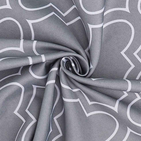 AooHome Quatrefoil Geometric Fabric Tablecloth, Water Repellent, Spill Proof, Suitable for Dinner (Charcoal, 60" Round)