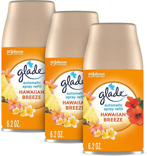 Glade Automatic Spray Refill, Air Freshener for Home and Bathroom, Hawaiian Breeze, 6.2 Oz, 3 Count