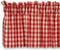 Cackleberry Home Red and Cream French Check Valance Curtain Woven Cotton Jacquard Lined 54 Inches W x 17 Inches L