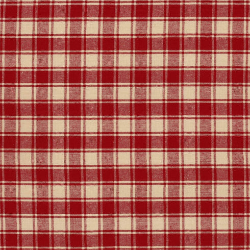 Cackleberry Home Red and Cream French Check Valance Curtain Woven Cotton Jacquard Lined 54 Inches W x 17 Inches L