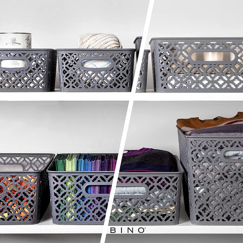 BINO Woven Plastic Storage Basket, X-Large (Grey)