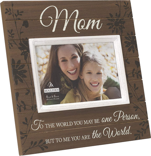 Malden International Designs Sun Washed Words Mom Walnut Distressed Picture Frame, 4x6, Walnut