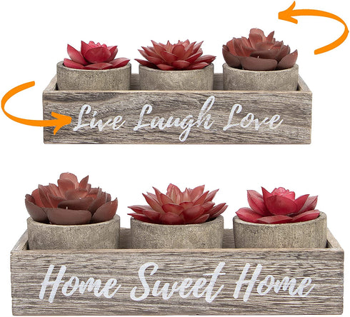 3 Red Decor Fake Plant Decor Succulents Plants Artificial for Office Decor Grey - Faux Succulents in Pots Cute Desk Decor Women - Small Fake Plants Bedroom Aesthetic Accessories - Potted Mini Cactus