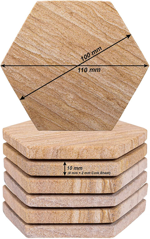 Marbco Sandstone Water Absorbent Hand Crafted Round Coasters for Drinks - 4 Inches Wide Thirsty Stone Bar, Drink Coasters- Made from Rainbow Sandstone