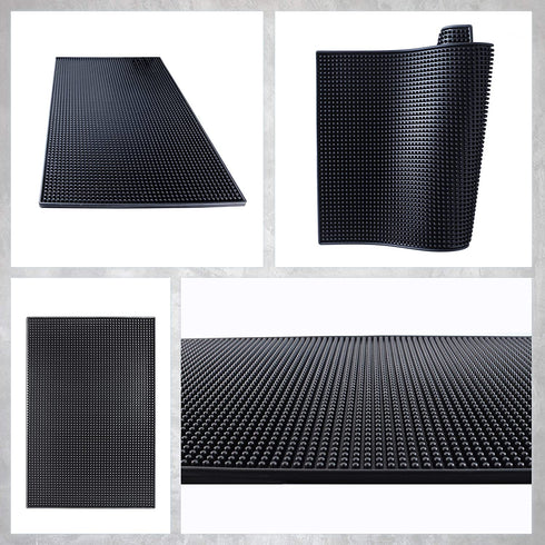 Bar Mat by ProTensils, 18" x 12", Quality Rubber Barber Service Mat, Black Coffee Bar Mats, Spill Mat for Counter-Top (2 Pieces)