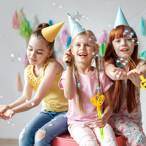 12 Pack Giant Bubble Wands Emoji Party Favor Toys - Bulk Bubbles Party Favors Clapper Toys for Kids