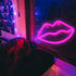 Fiee Pink Lip Shaped Neon Signs,Led Safety Art Wall Decoration Lights Neon Lights Night Table Lamp with Battery Powered/USB for Kids Gift,Baby Room,Wedding(Pink Lip)
