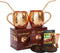 Moscow Mule Copper Mugs - Set of 2 - 100% HANDCRAFTED Pure Solid Copper Mugs - 16 oz Gift Set with Cocktail Copper Straws, Jigger & 2 Coasters by Copper-Bar