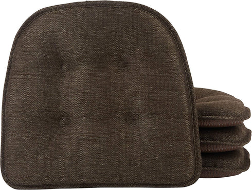 Klear Vu Omega Gripper Tufted Furniture Safe Non-Slip Dining Chair Cushion, Chestnut, 4-Pack