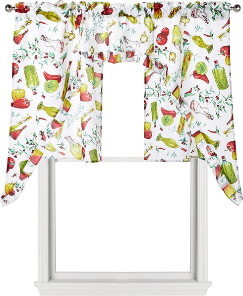 Violet Linen European 3 Piece Kitchen Curtain Set, Temptations