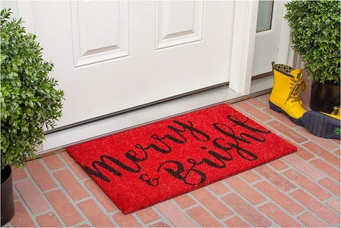 Calloway Mills 104971729 Merry & Bright Doormat, 17" x 29", Red/Black