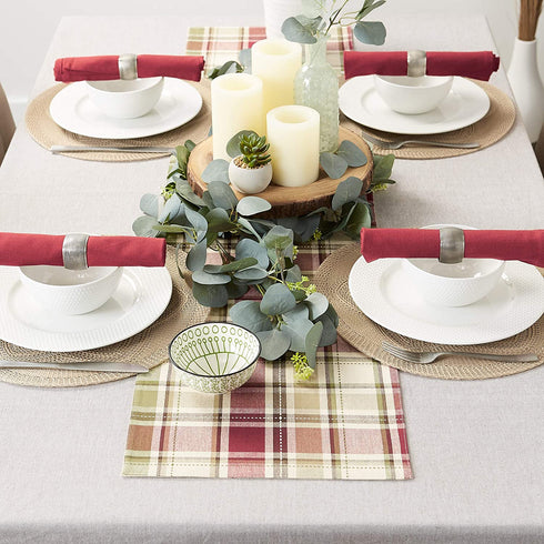 DII Fall Basics Collection 100% Cotton, Machine Washable, Tabletop, Table Runner, 13x72, Homespun Plaid