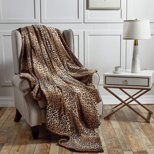 softan Leopard Print Flannel Blanket Lightweight Super Soft Ultra Luxurious Plush Fleece Blankets (Leopard, Throw(50"×60"))