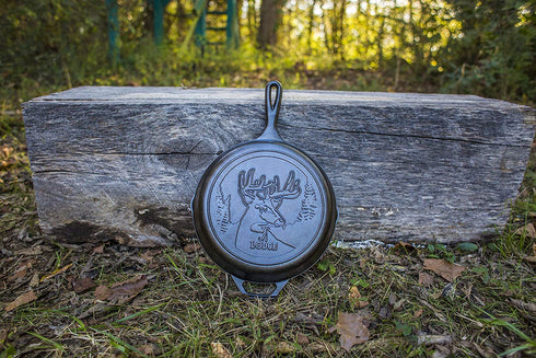 Lodge Wildlife Series-10.25" Cast Iron Skillet with Deer Scene, 10.25", Black