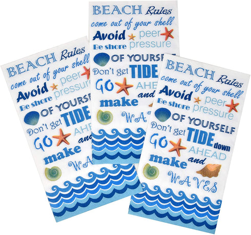 100 Beach Rules Guest Napkins 3 Ply Disposable Paper Pack Nautical Coastal Seashell Starfish Sea Shore Summer Dinner Hand Napkin For Bathroom Gym Spa Party Wedding Bridal Baby Shower Decorative Towel