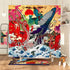 DESIHOM Cool Japanese Shower Curtain Funny Anime Octopus Shower Curtain Asian Wave Shower Curtain Ocean Theme Polyester Fabric-72" x 72"