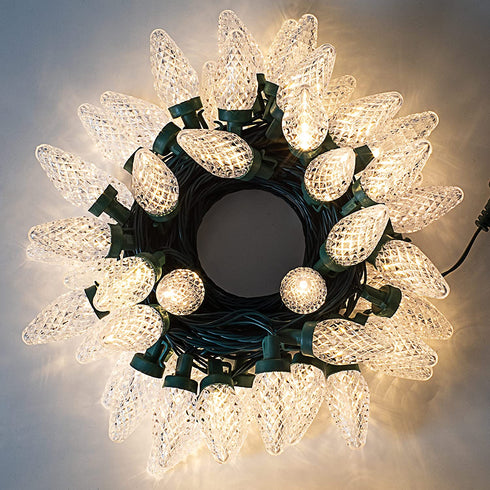 50 LED C9 Christmas String Lights, 33.14FT Fairy String Lights, Extendable Green Wire String Lights for Indoor and Outdoor, Holiday Christmas Tree Wedding Party Bedroom Decorations (Warm White)