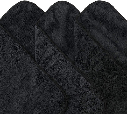 Polyte Premium Microfiber Cleaning Towel,16 x 16 in, 12 Pack (Black)