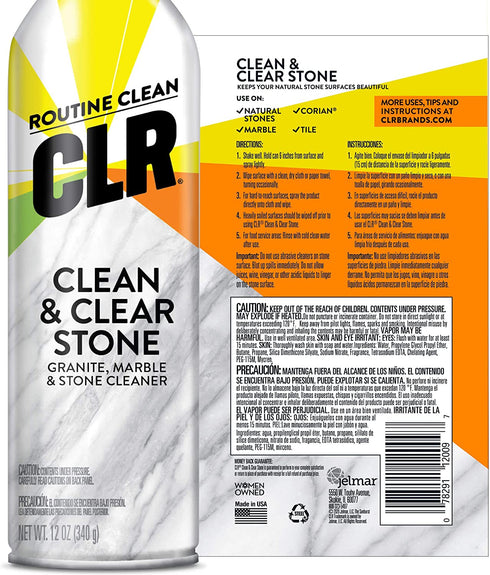 Clean & Clear Stone, Granite, Marble, and Stone Cleaner, 12 Ounce Aerosol Spray Can