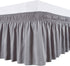 Biscaynebay Wrap Around Bed Skirts for Full & Full XL Beds with Short Drop of 12", Silver Grey Elastic Dust Ruffles Easy Fit Wrinkle Resistant Silky Luxurious Fabric Solid Machine Washable