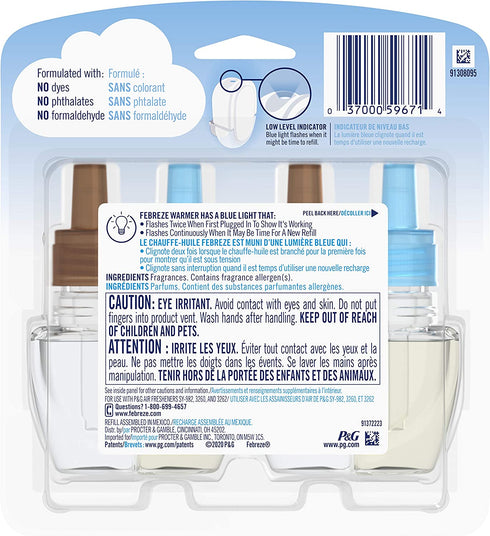 Febreze Plug in Air Fresheners, Wood, Odor Eliminator for Strong Odors, Scented Oil Refill (2 Count)