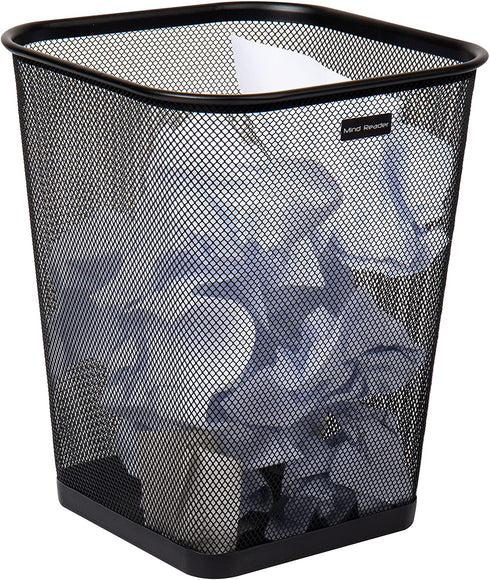 Mind Reader 2SQUAGA-BLK 2-Piece Garbage Waste Basket Recycling Bin Set, Square Metal Mesh, Black